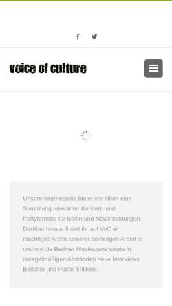 Vorschau der mobilen Webseite www.voiceofculture.de, Voice Of Culture
