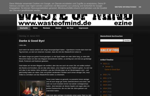 Vorschau von www.wasteofmind.de, Waste of Mind