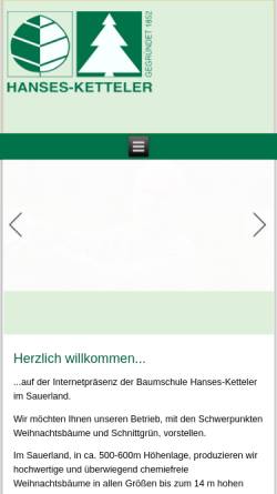 Vorschau der mobilen Webseite www.hanses-ketteler.de, Baumschulen Hanses-Ketteler