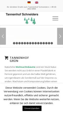 Vorschau der mobilen Webseite www.weihnachtsbaeume.com, Tannenhof Schneiders - Dipl.-Ing. Claudia & Georg Valder
