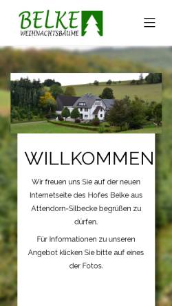 Vorschau der mobilen Webseite www.belke-weihnachtsbaeume.de, Wilhelm Belke Nadelholzkulturen