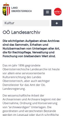 Vorschau der mobilen Webseite www.land-oberoesterreich.gv.at, Oberösterreichisches Landesarchiv