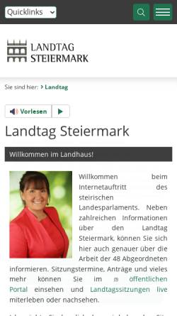 Vorschau der mobilen Webseite www.landtag.steiermark.at, Steiermärkischer Landtag