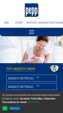 Vorschau der mobilen Webseite www.pepp.at, Pro Eltern Pinzgau - Pongau