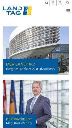 Vorschau der mobilen Webseite www.landtag-noe.at, Niederösterreichischer Landtag