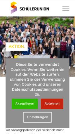 Vorschau der mobilen Webseite schuelerunion.at, Österreichische Schülerunion