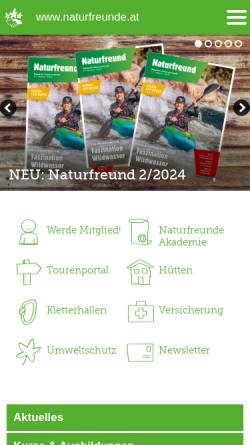 Vorschau der mobilen Webseite www.naturfreunde.at, Naturfreunde