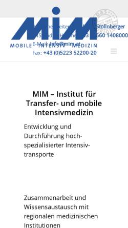 Vorschau der mobilen Webseite www.mim.at, Mobile Intensivmedizin GmbH