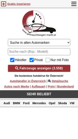 Vorschau der mobilen Webseite www.gebrauchtwagen-markt.at, Gebrauchtwagen-Autobörse