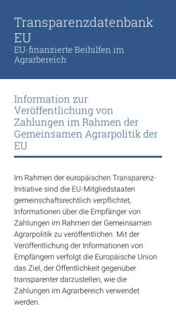 Vorschau der mobilen Webseite www.transparenzdatenbank.at, Transparenzdatenbank