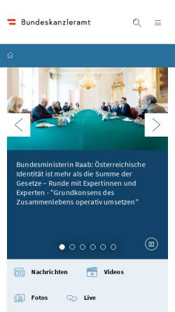 Vorschau der mobilen Webseite www.bka.gv.at, Bundeskanzleramt Österreich