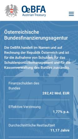 Vorschau der mobilen Webseite www.oebfa.co.at, Österreichische Bundesfinanzierungsagentur