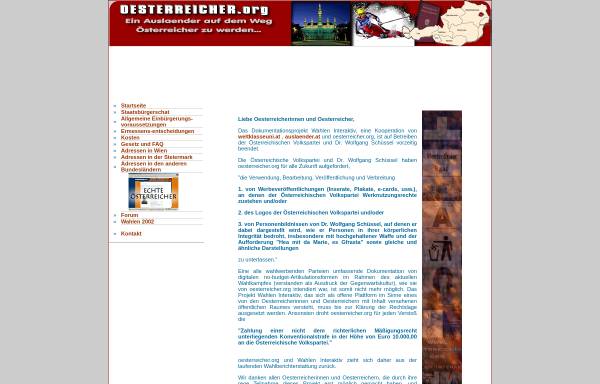 Vorschau von www.oesterreicher.org, Interaktive Wahlen 2002 in Österreich