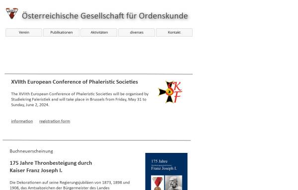 Vorschau von www.ordenskunde.at, Österreichische Gesellschaft für Ordenskunde