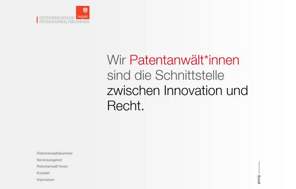 Vorschau von www.patentanwalt.at, Österreichische Patentanwaltskammer