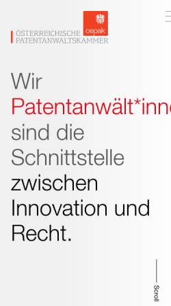 Vorschau der mobilen Webseite www.patentanwalt.at, Österreichische Patentanwaltskammer