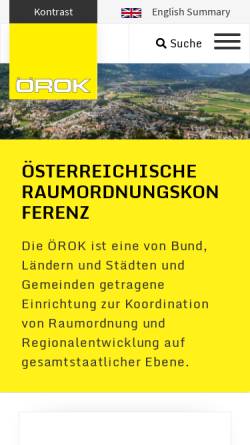 Vorschau der mobilen Webseite www.oerok.gv.at, Österreichische Raumordnungskonferenz