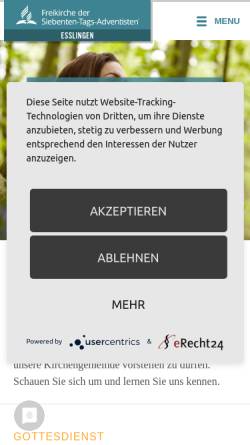 Vorschau der mobilen Webseite www.adventgemeinde-esslingen.de, Adventgemeinde