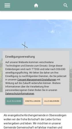 Vorschau der mobilen Webseite www.evang-kirche-oberesslingen.de, Evangelische Kirchengemeinde Oberesslingen