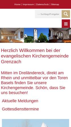 Vorschau der mobilen Webseite www.ev-kirche-grenzach.de, Evangelische Kirchengemeinde Grenzach
