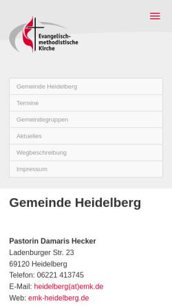 Vorschau der mobilen Webseite www.emk-heidelberg.de, Kirche am Markt