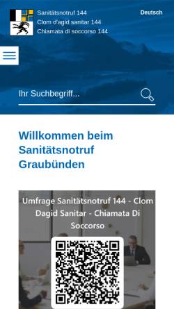 Vorschau der mobilen Webseite www.notruf144.ch, Sanitätsnotruf 144 Graubünden