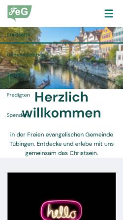 Vorschau der mobilen Webseite tuebingen.feg.de, Freie evangelische Gemeinde