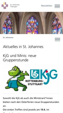 Vorschau der mobilen Webseite www.sanktjohannes.de, Katholische Kirchengemeinde Sankt Johannes Evangelist