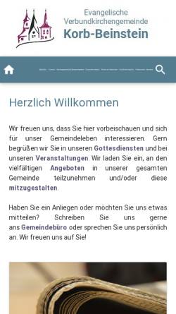 Vorschau der mobilen Webseite www.ev-kirche-beinstein.de, Evangelisches Pfarramt Beinstein