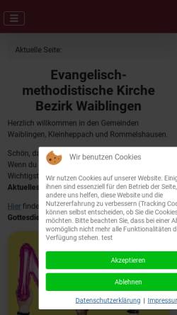Vorschau der mobilen Webseite emk-waiblingen.de, Evangelisch-methodistische Kirche Gemeindebezirk Waiblingen