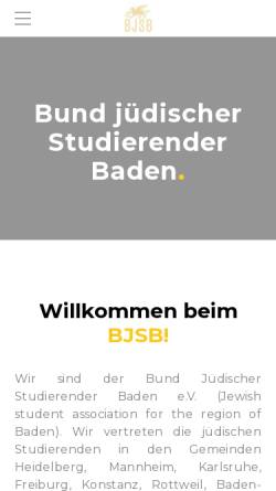 Vorschau der mobilen Webseite www.bjsb.de, Bund jüdischer Studenten Badens