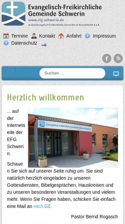 Vorschau der mobilen Webseite www.efg-schwerin.de, Evangelisch-Freikirchliche Gemeinde Schwerin