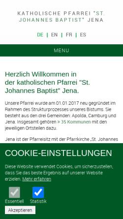 Vorschau der mobilen Webseite www.stjohann-jena.de, Katholische Gemeinde St. Johannes Baptist