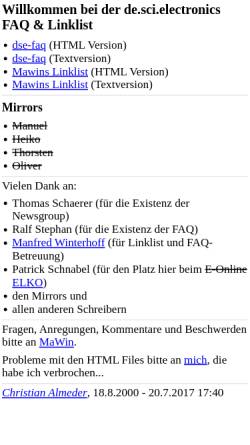 Vorschau der mobilen Webseite www.dse-faq.elektronik-kompendium.de, [de.sci.electronics] FAQ & Linklist