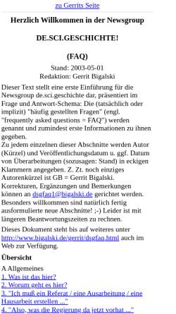 Vorschau der mobilen Webseite www.bigalski.de, [de.sci.geschichte] FAQ