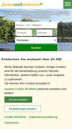 Vorschau der mobilen Webseite www.ferienundwohnen.de, Ferienundwohnen.de [Reiner Stock]