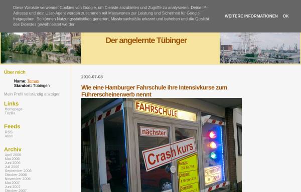 Vorschau von tuezilla.blogspot.com, Schild, Tomas - Der angelernte Tübinger