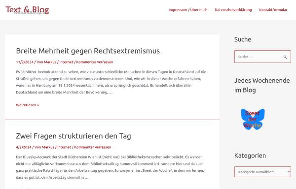 Vorschau von textundblog.de, Text & Blog