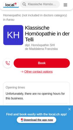Vorschau der mobilen Webseite yellow.local.ch, Praxis für Klassische Homöopathie Aarau