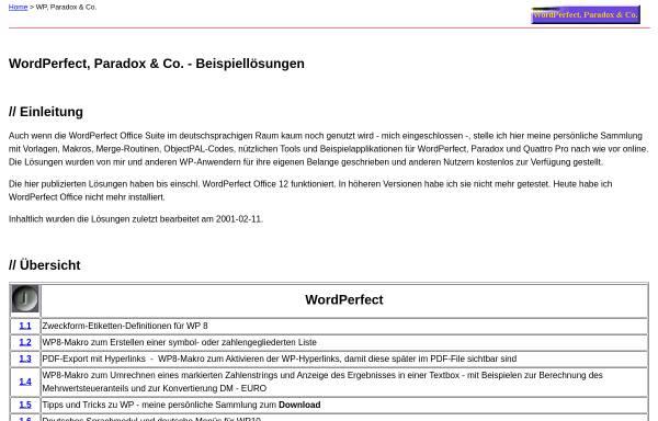 Vorschau von www.joergei.de, WordPerfect, Paradox & Co.