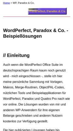 Vorschau der mobilen Webseite www.joergei.de, WordPerfect, Paradox & Co.