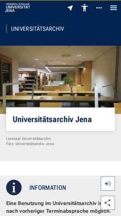 Vorschau der mobilen Webseite www.uni-jena.de, Universitätsarchiv Jena