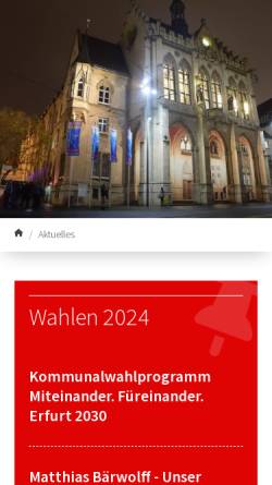 Vorschau der mobilen Webseite www.die-linke-erfurt.de, Die Linke. Stadtverband Erfurt