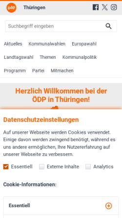 Vorschau der mobilen Webseite www.oedp-thueringen.de, ÖDP Thüringen