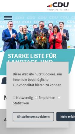 Vorschau der mobilen Webseite cdu-gera.de, CDU Gera