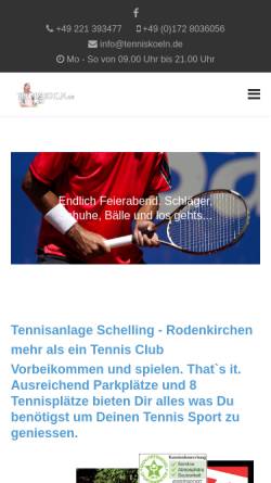 Vorschau der mobilen Webseite www.tenniskoeln.de, Tennisakademie Köln Süd