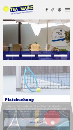 Vorschau der mobilen Webseite tennishalle-mainz.de, Tennishalle Mainz- Weisenau