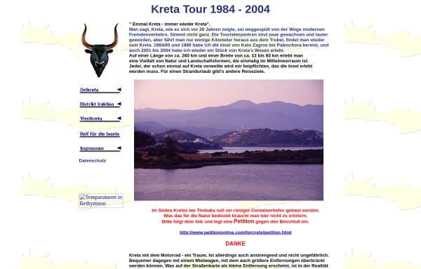 Vorschau von www.kreta-tour.de, Kreta Tour 1984 - 2003 [Frank Möhn]