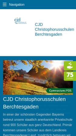 Vorschau der mobilen Webseite www.cjd-christophorusschulen-berchtesgaden.de, CJD Christophorusschulen