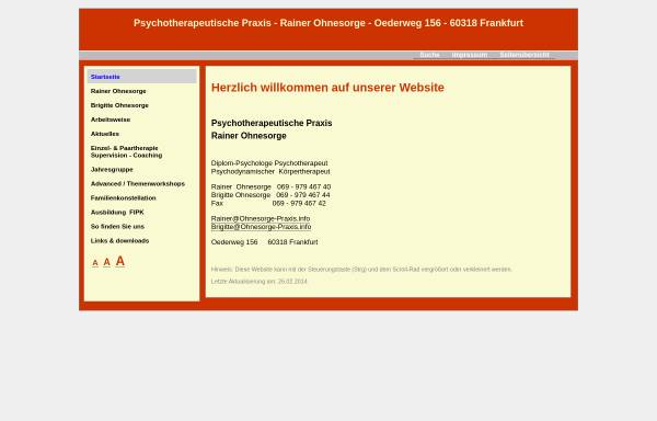 Vorschau von www.ohnesorge-praxis.info, Tiefenpsychologisch fundierte Therapie - Rainer und Brigitte Ohnesorge